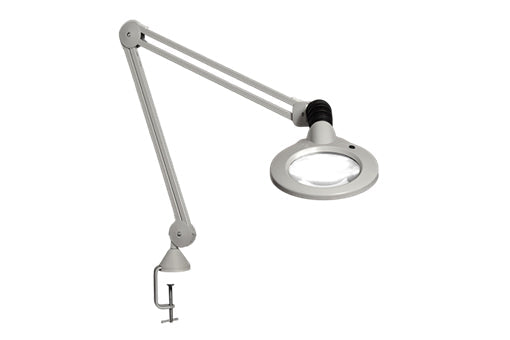 Luxo KFM LED Magnifier, 5-Diopter, 30 inch, Light Grey