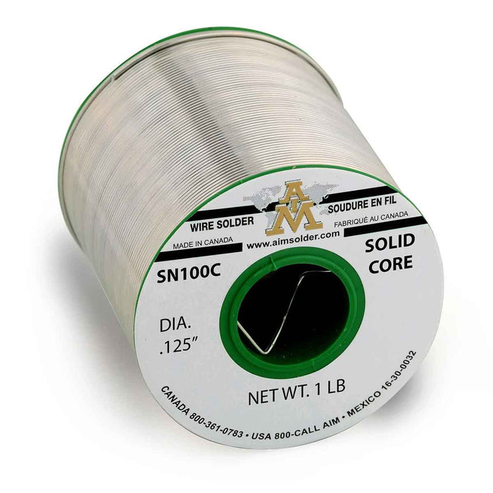 AIM SN100C Lead Free Solid Core Wire Solder .125" Diameter (24 rolls)