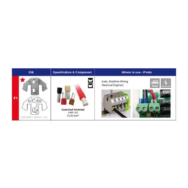 Crimping Die F1 | For Insulated Cord Terminals 4 /2