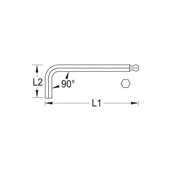 Gedore 1729241 Hexagon Allen key, extra long 7 mm