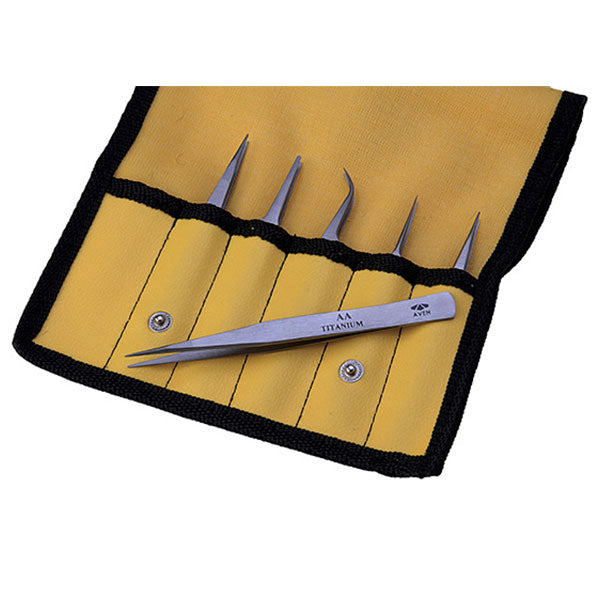 Titanium 6-Piece Precision Tweezer Set