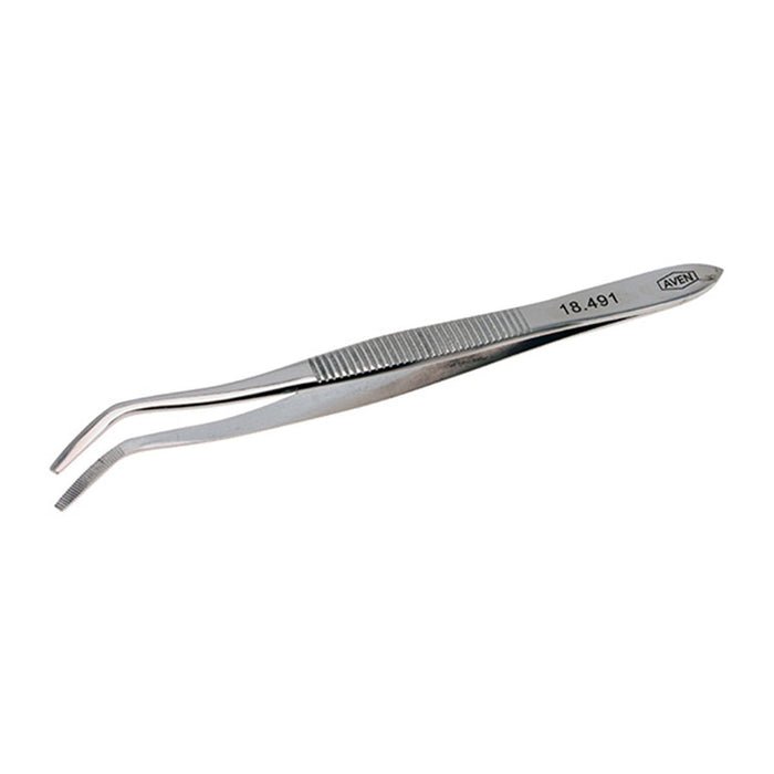 Aven  Offset Curved Serrated Tweezers 4 1/2 inches