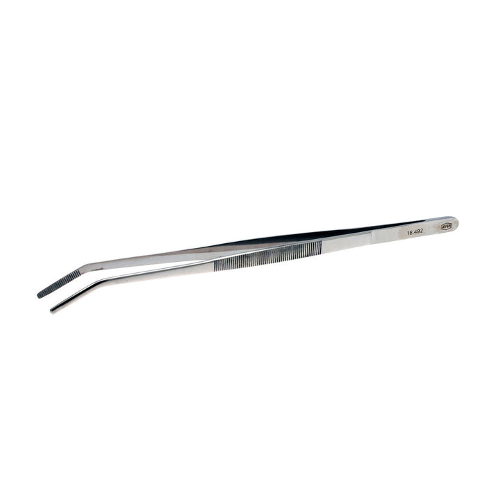 Aven Blunt Tweezers Bent End Serrated 10 Inches