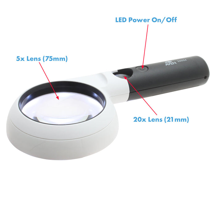 Hand Held Magnifier 5x/20x with LED Light