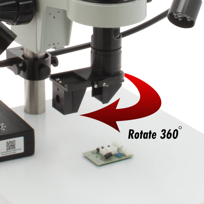 Digital Microscope with 360 Viewer, Mighty Cam Eidos on Post Stand with Gooseneck LEDs [13.3x - 94.4x]