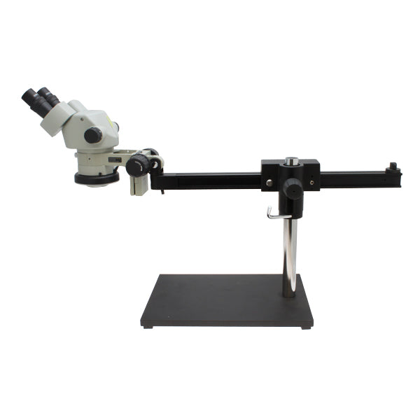 Stereo Zoom Binocular Microscope SPZ-50 [6.75x -50x] on Ultra Glide Boom Stand & LED  Ring Light