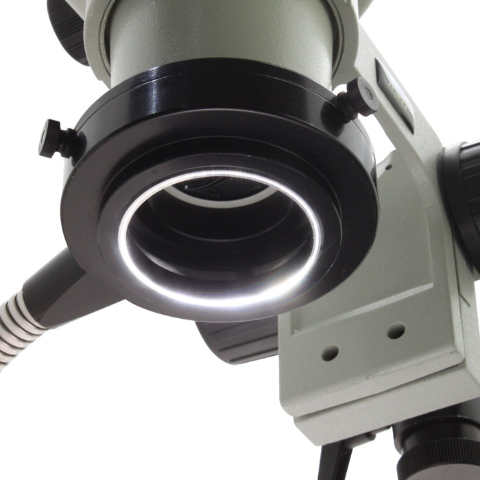 Stereo Zoom Trinocular Microscope SPZV-50 [6.75x-50x] on Ultra Glide Boom Stand, LED FOI & USB 6M Camera