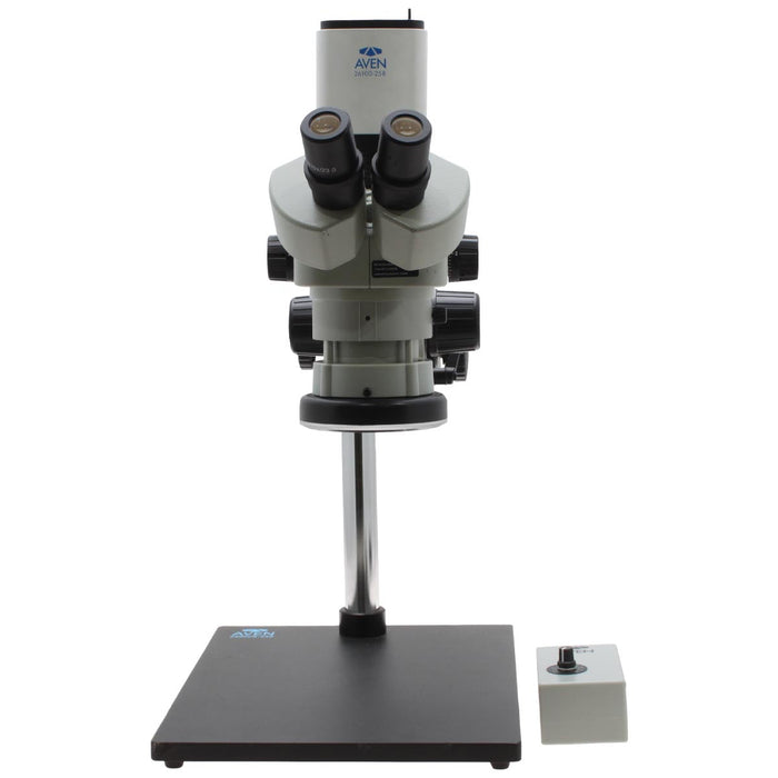 Stereo Zoom Trinocular Microscope SPZV-50 [6.7x – 50x] With Mighty Cam Pro Auto Focus Camera on Ultra-Glide Stand