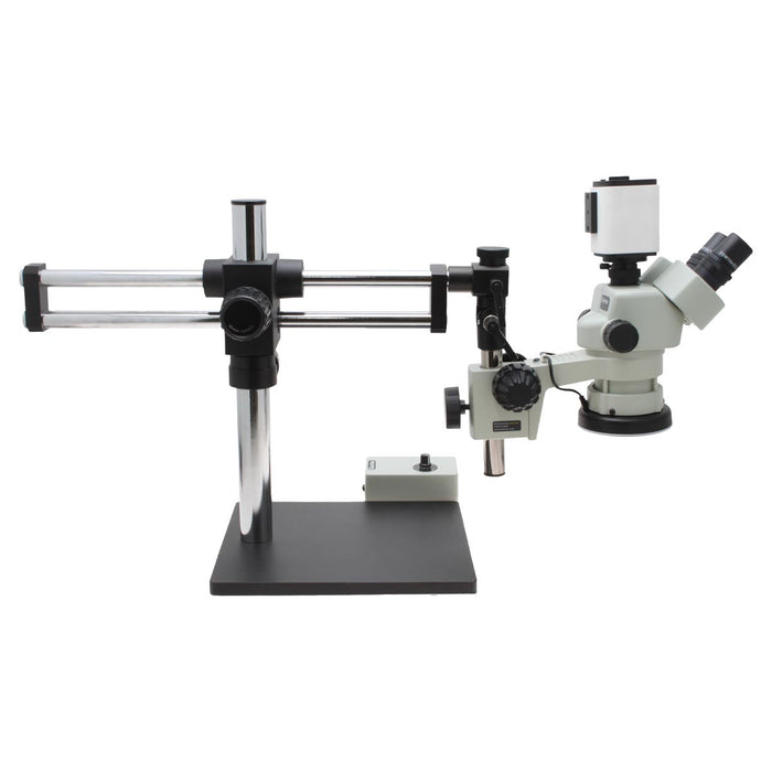 Stereo Zoom Trinocular Microscope SPZV-50 [6.7x – 50x] on DABS Stand Stand Mighty Cam Pro and Tiltable Arbor