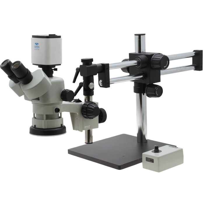 Stereo Zoom Trinocular Microscope SPZV-50 [6.7x – 50x] on DABS Stand Stand Mighty Cam Pro and Tiltable Arbor
