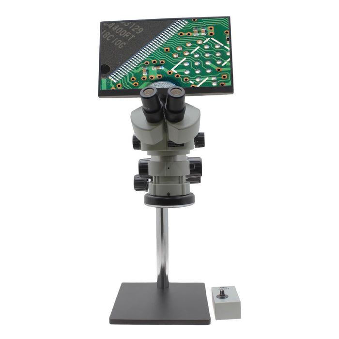 Stereo Zoom Microscope SPZV-50 [6.7x – 50x] on DABS Stand with LED Ring Light