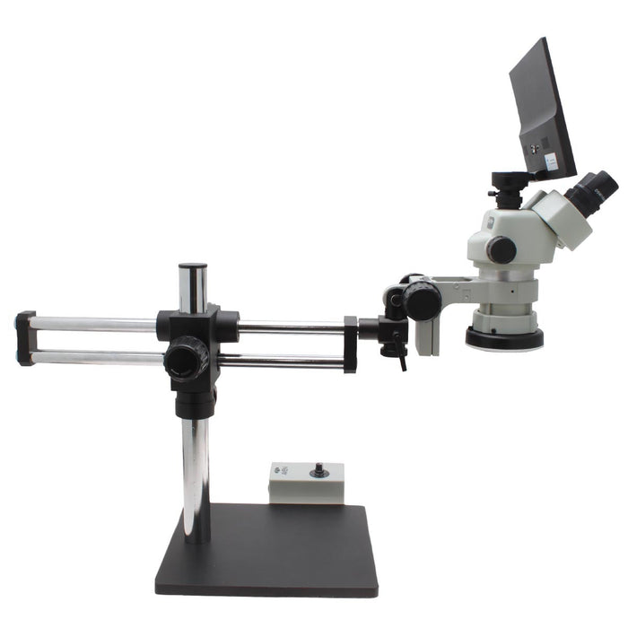 Stereo Zoom Microscope SPZV-50 [6.7x – 50x] on DABS Stand with LED Ring Light