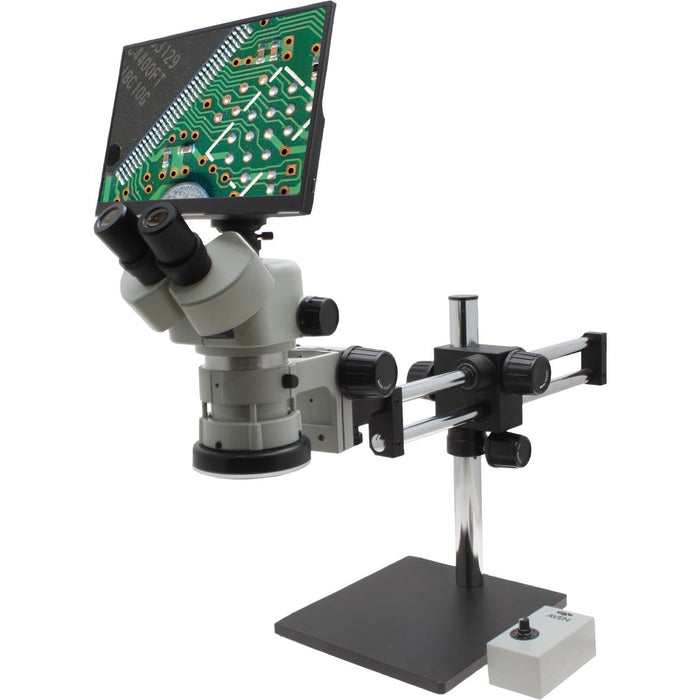 Stereo Zoom Microscope SPZV-50 [6.7x – 50x] on DABS Stand with LED Ring Light