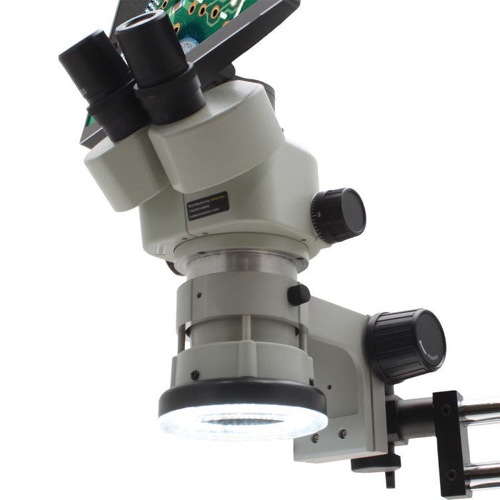 Stereo Zoom Microscope SPZV-50 [6.7x – 50x] on DABS Stand with LED Ring Light