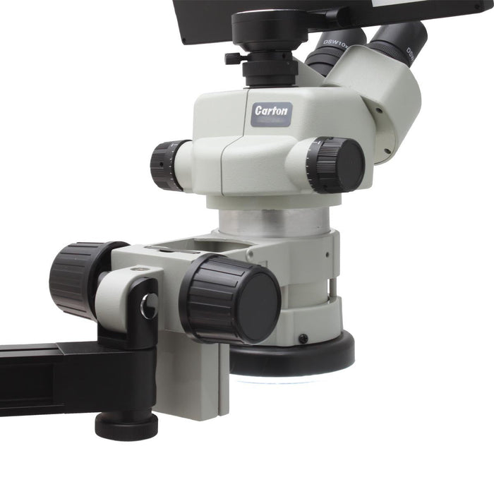 Stereo Zoom Microscope SPZV-50 [6.7x – 50x] on Ultra Glide Stand with LED Ring Light