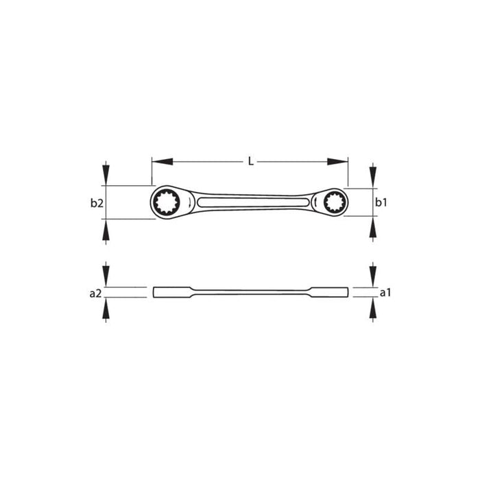 Gedore 2306816 Flat Ring Ratchet Spanner 17x19 mm