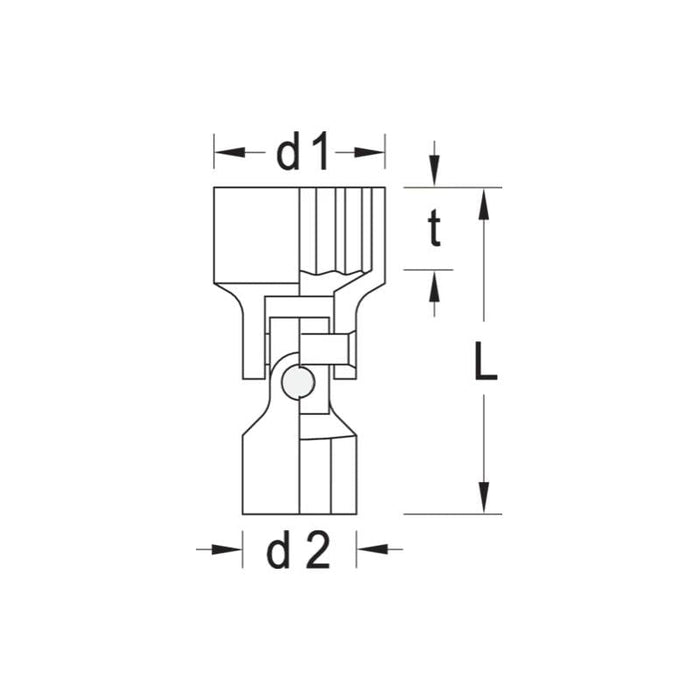 Gedore 6241520 Swivel Socket 3/8 Inch Drive, 13 mm