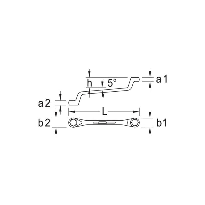 Gedore 6017720 Double ended ring spanner offset 19x22 mm
