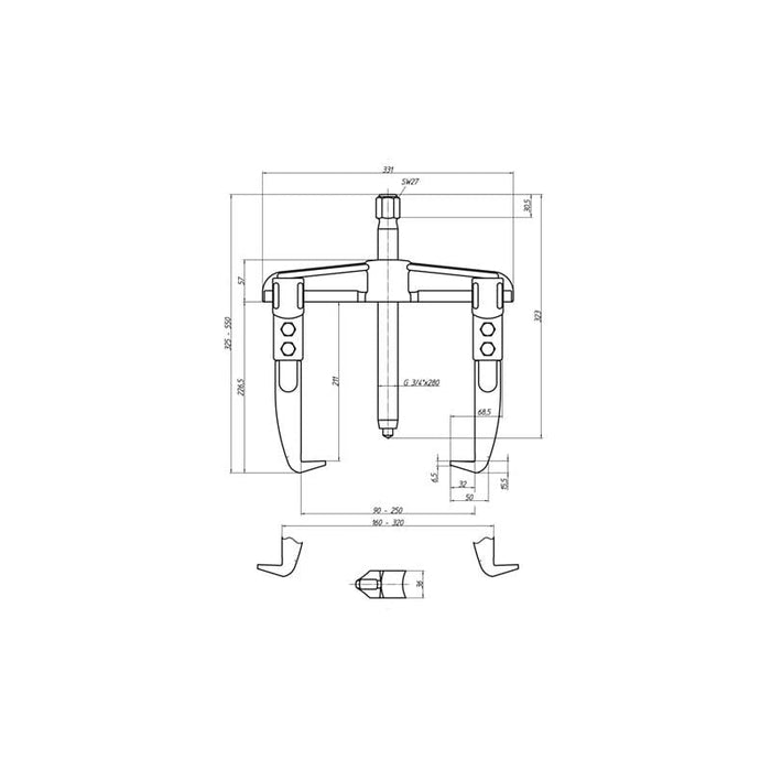 Gedore 8000740 Universal puller, 2-arm pattern 250x200 mm