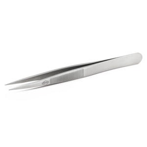 Weller-Erem ACSA Tweezers, Straight Pointed Tip, Precision, Stainless Steel, Serrated, 4.25"