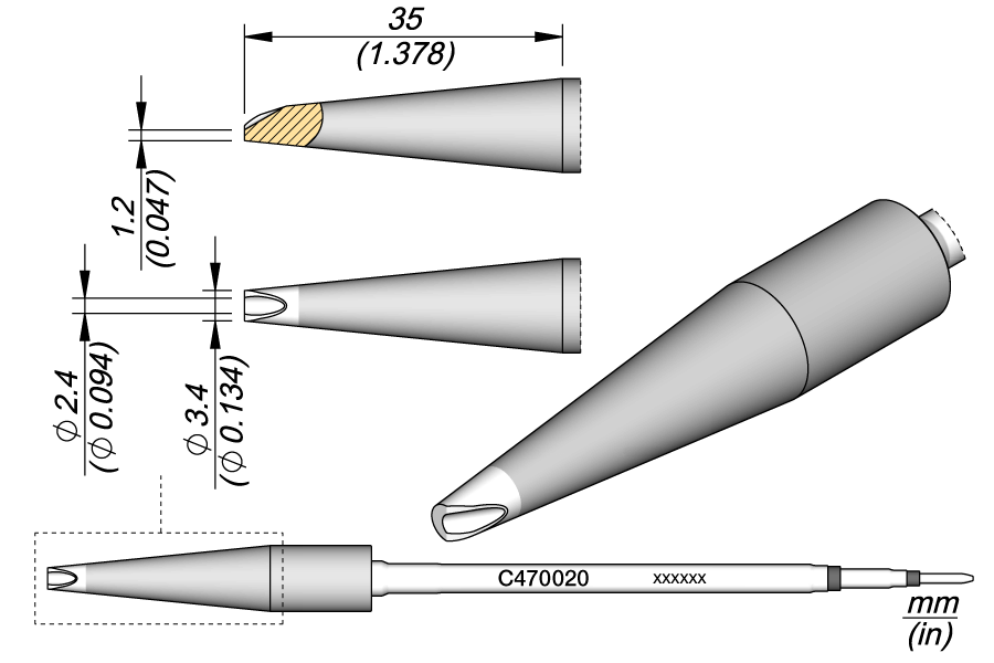 CARTRIDGE PIN Ø 2.4 | Pack of 10
