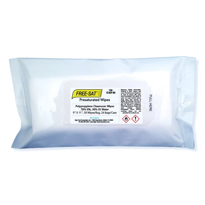 FREE-SAT, Polypropylene Wipes, 9" X 11", 50 Wipes/Bag, 24 Bags/Case