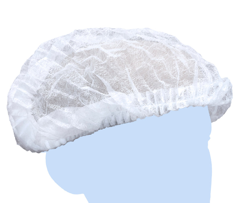 High-Tech Conversions GAH-BP-21-WH-P Pleated Bouffant Cap, 21", White, Polypropylene, 100 Pcs/Poly Bag, 1000 Pcs/Cs.