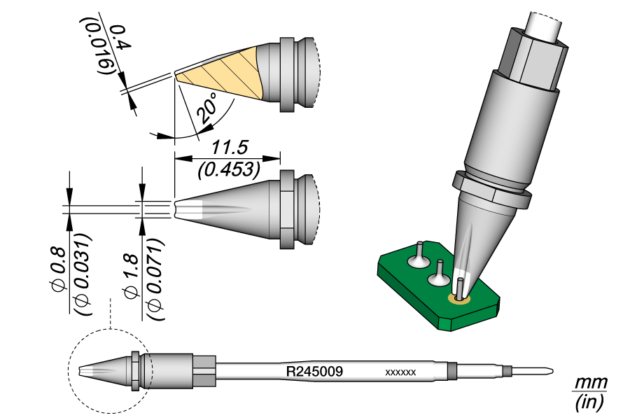 CARTRIDGE PIN-CONNECTOR Ø 0.8 S1| Pack of 10