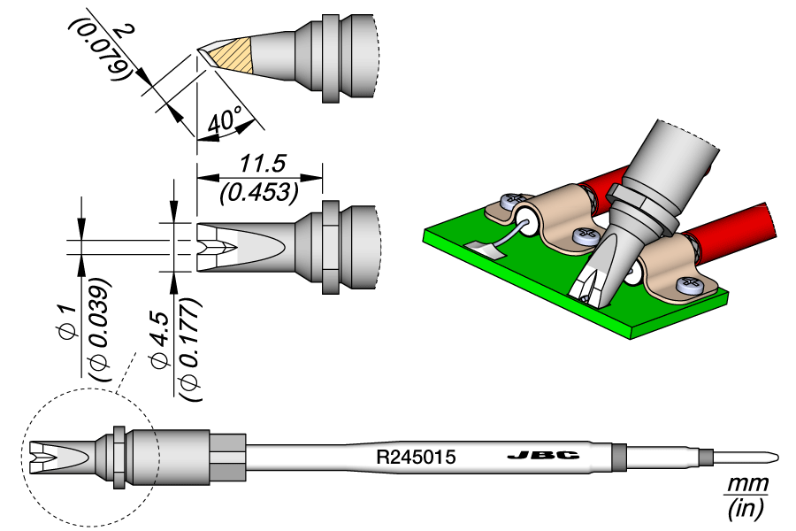 CARTRIDGE PIN-CONNECTOR Ø 1 40º| Pack of 10