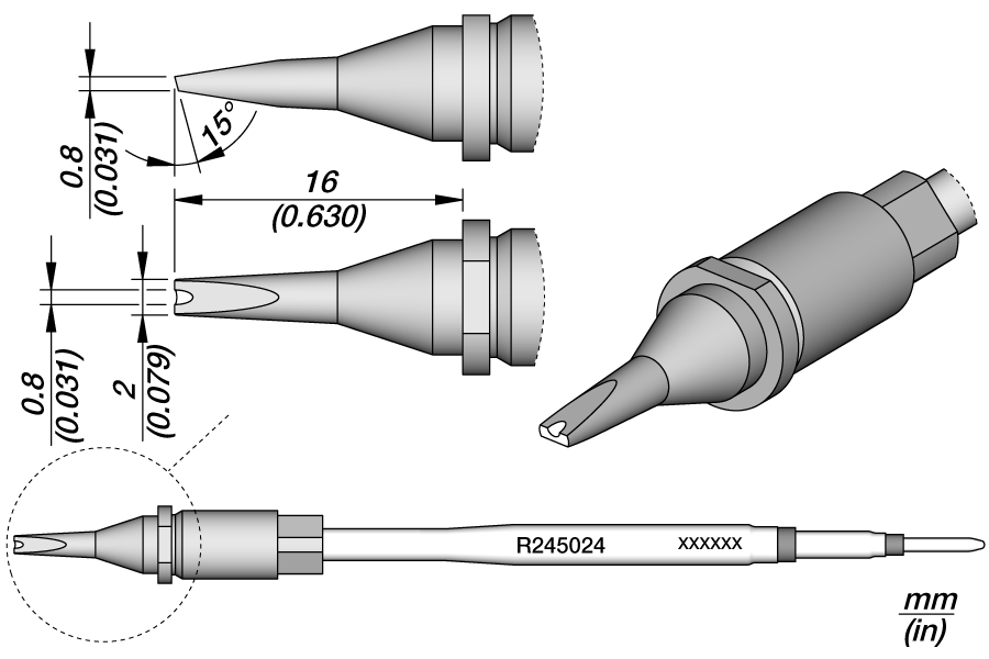 CARTRIDGE GROOVED CHISEL 2X0.8 | Pack of 10