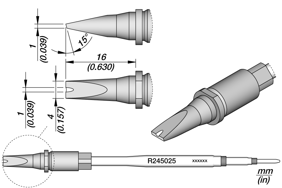CARTRIDGE GROOVED CHISEL 4X1 | Pack of 10