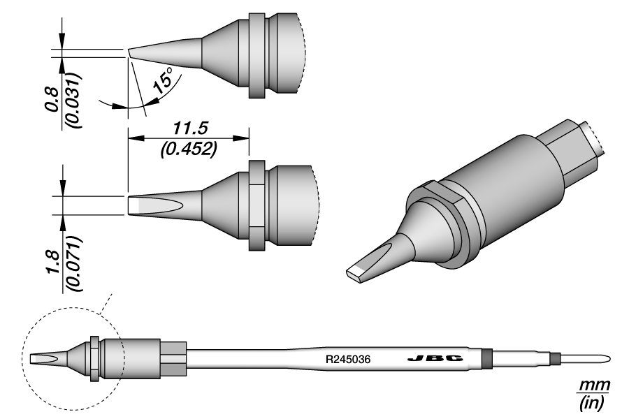 CARTRIDGE CHISEL 1.8X0.8 S1 | Pack of 10
