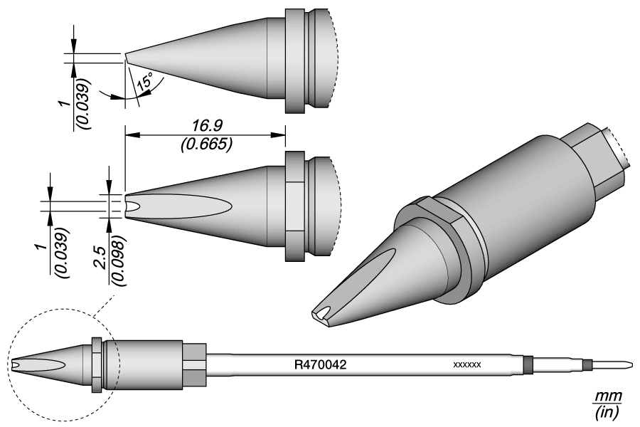 CARTRIDGE GROOVED CHISEL 2.5X1 | Pack of 10