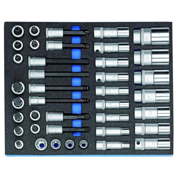 Gedore 2016516 Socket set 1/2 Inch in 2/4 CT tool module, 40 pcs