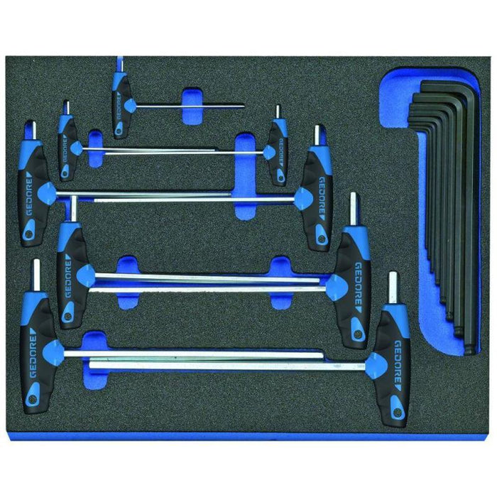Gedore 2016540 Hexagon Allen Key Set In 2/4 CT Tool Module, 17 pcs
