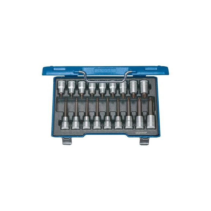 Gedore 6138510 Screwdriver bit socket set 1/2" 18 pcs TORX T20-60