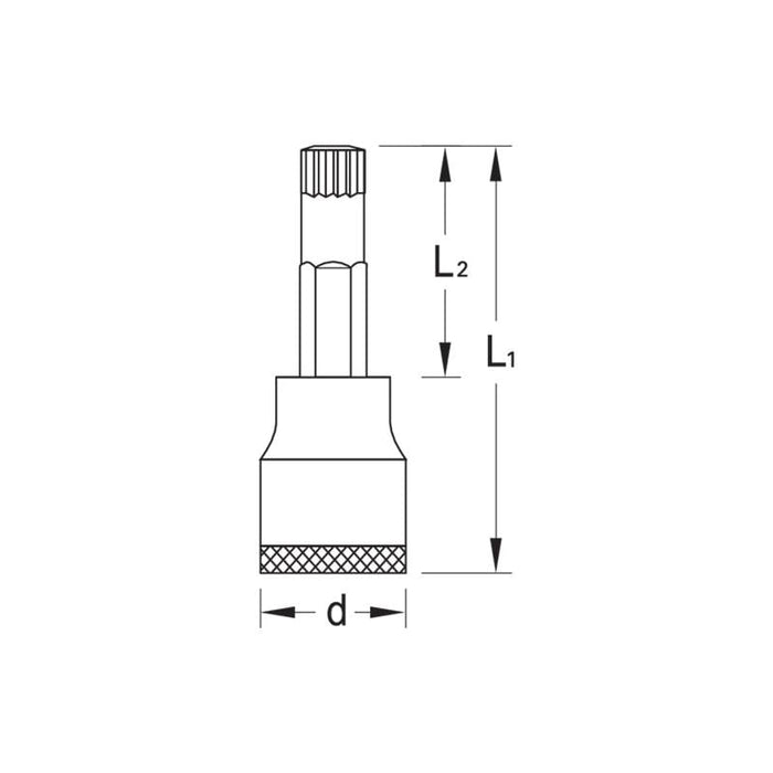 Gedore 1394339 Screwdriver Bit Socket 3/8 Inch , Long XZN M10