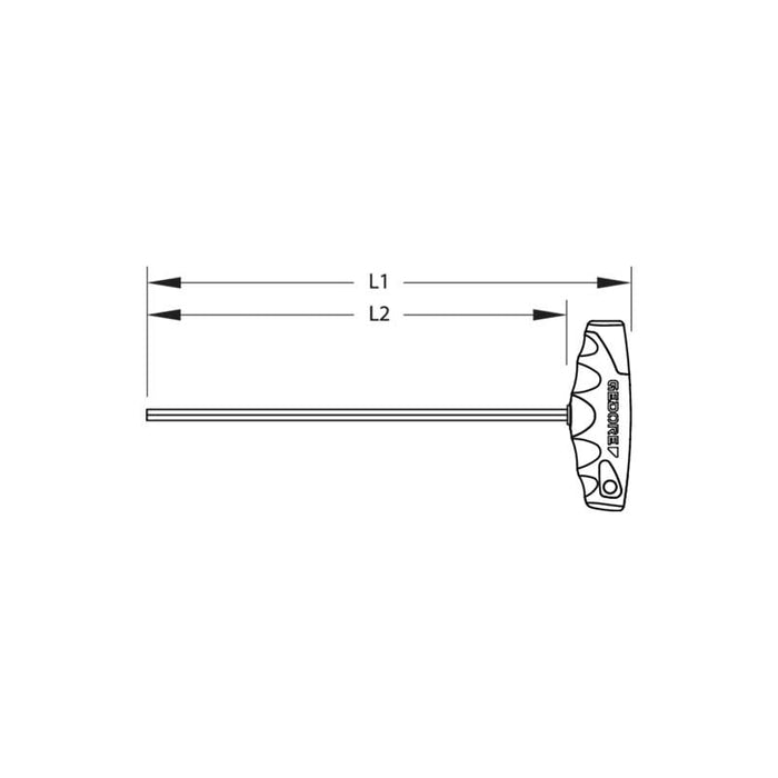 Gedore 2647389 Hexagon Allen key with 2C-T-handle 1/4AF