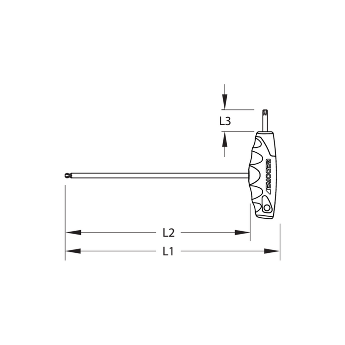Gedore 2647516 Cranked socket key with 2C-T-handle TORX T25