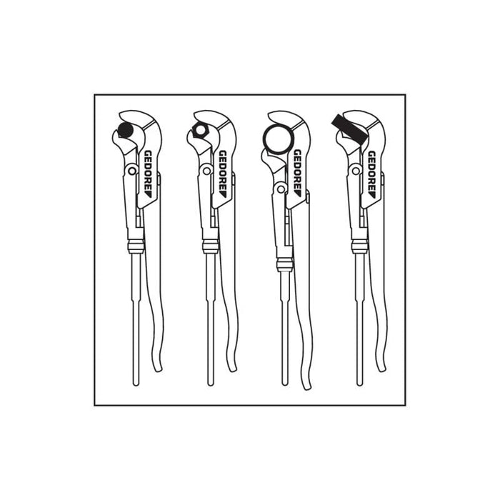 Gedore 4500140 100 1 Pipe wrench ECK-SCHWEDE-snap 1 Inch