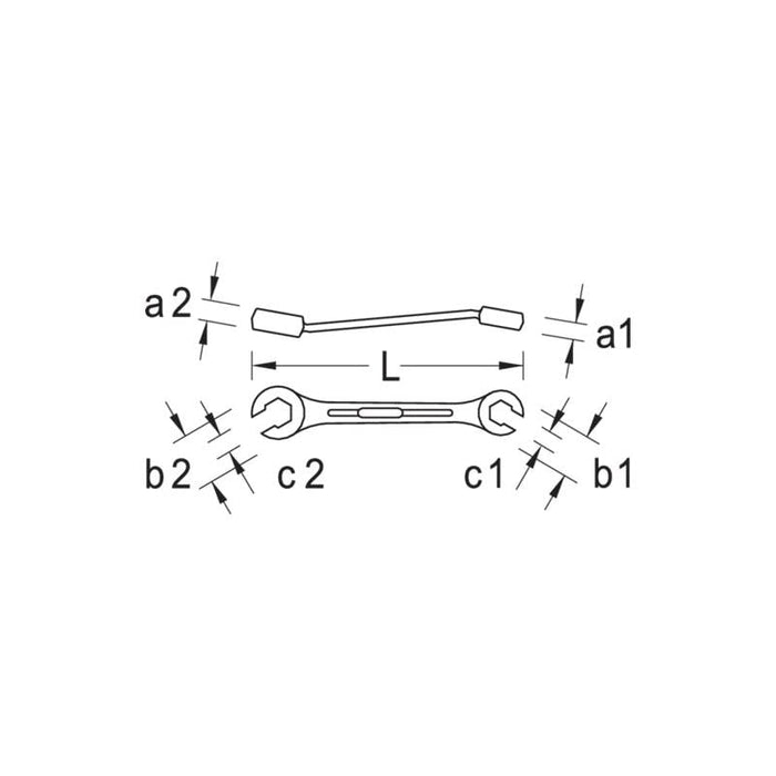 Gedore 6056970 Flare nut spanner open hexagon 9x11 mm