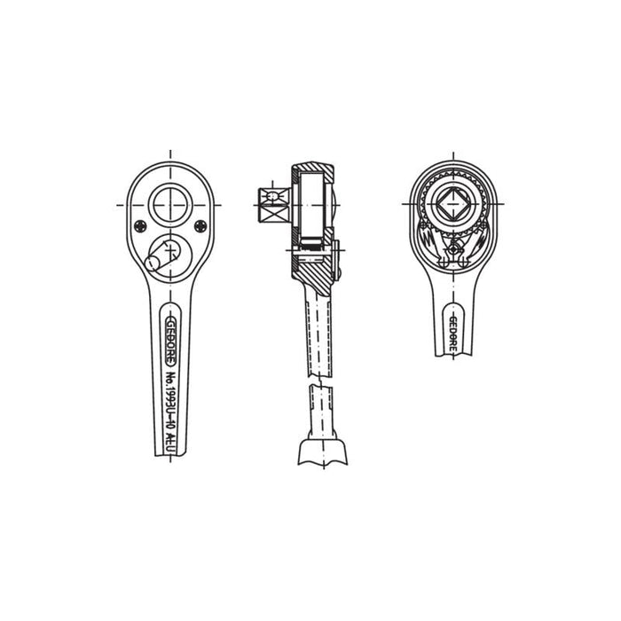 Gedore 6142700 Aluminium Reversible Ratchet 1/2 Inch