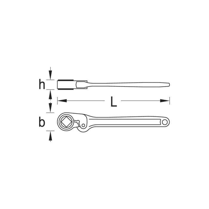Gedore 6243300 Friction Ratchet Handle Without Insert Ring 12 Inch