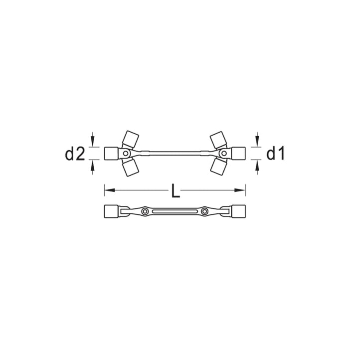 Gedore 6299950 Swivel head wrench double ended 17x19 mm