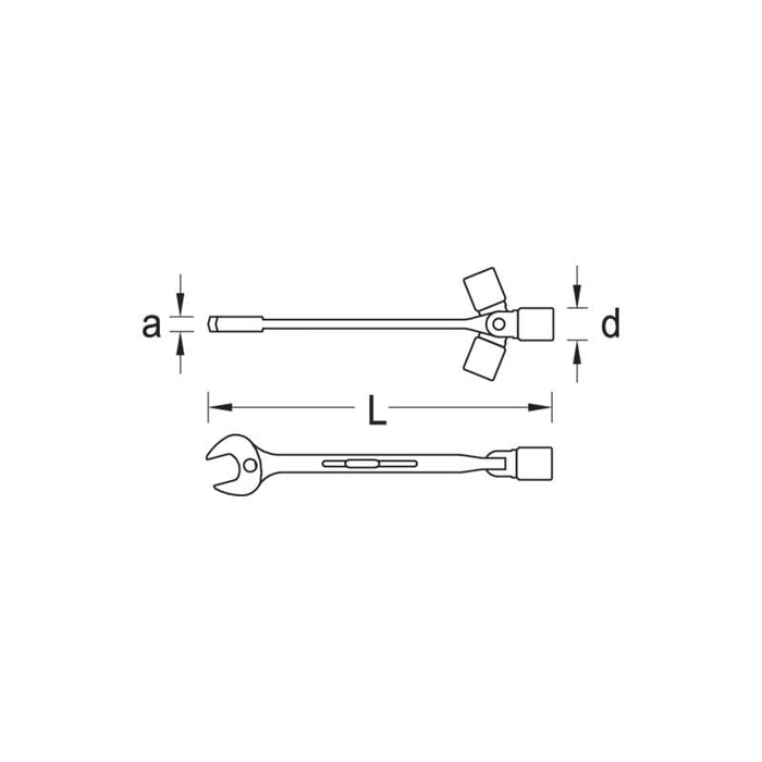 Gedore 6512650 Combination swivel head wrench 16 mm