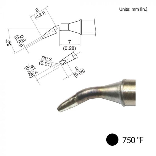T31-02JD14 Bent Chisel Tip, 750°F / 400°C