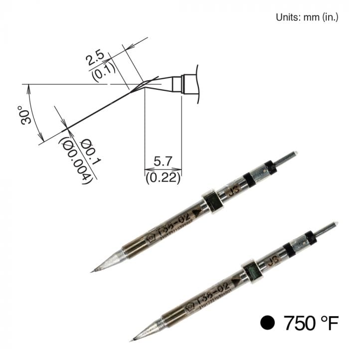 T38-02JS Bent Tip, 400°C/750°F