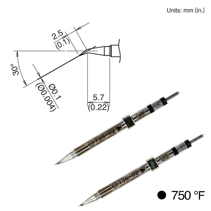 T38-02JS Bent Tip, 400°C/750°F