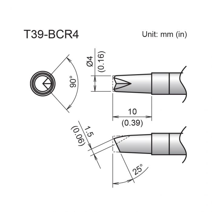 T39-BCR4 Bevel V-Groove Tip