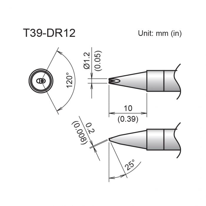 T39-DR12 Chisel V-Groove Tip